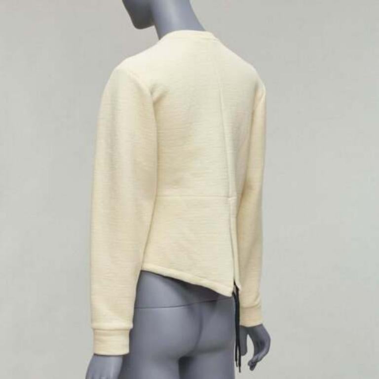MARNI cream cotton leather zip pull cropped bomber jacket IT36 XXS For Sale 2
