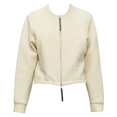 MARNI cream cotton leather zip pull cropped bomber jacket IT36 XXS