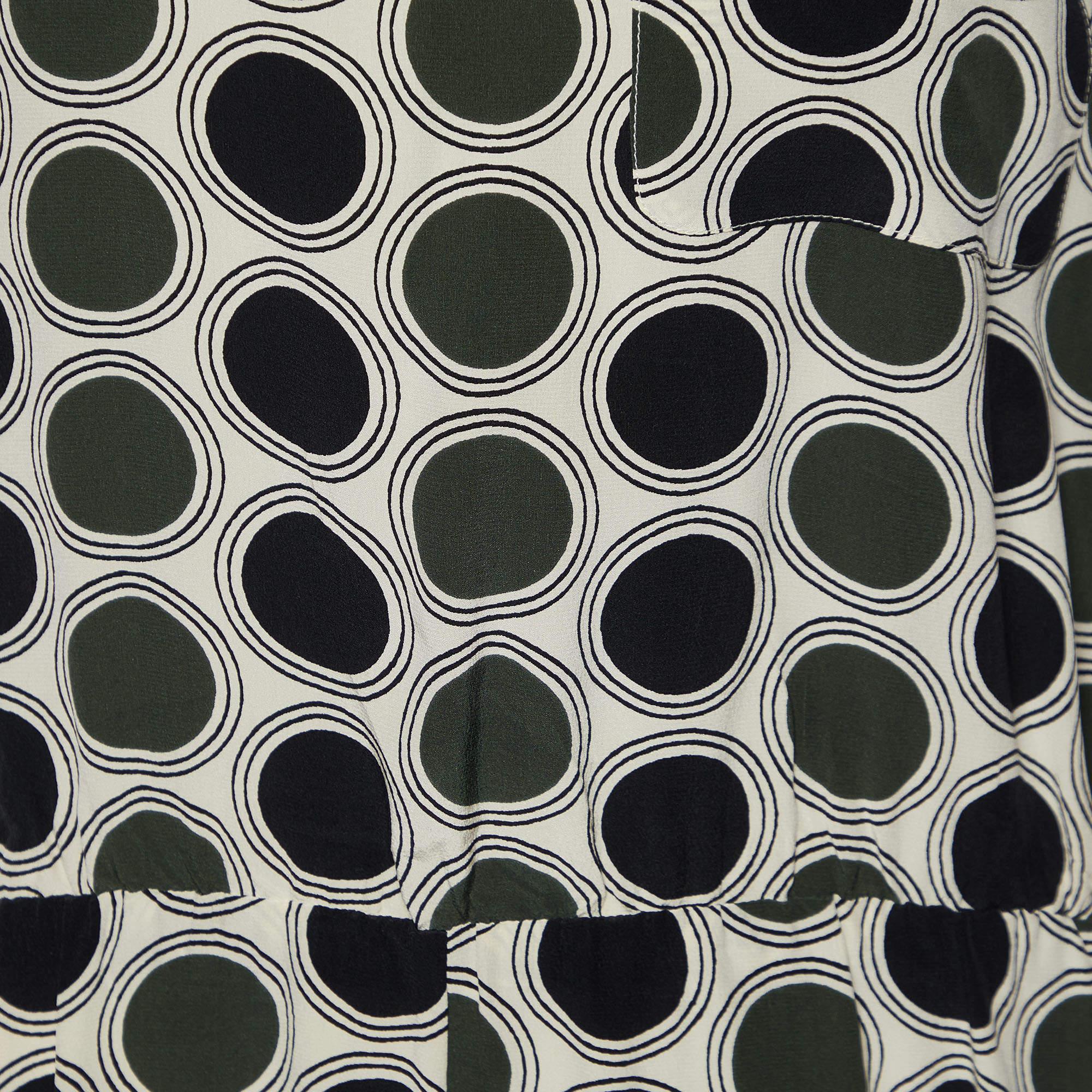 Marni Creme Dot Print Seide Playsuit S (Schwarz) im Angebot