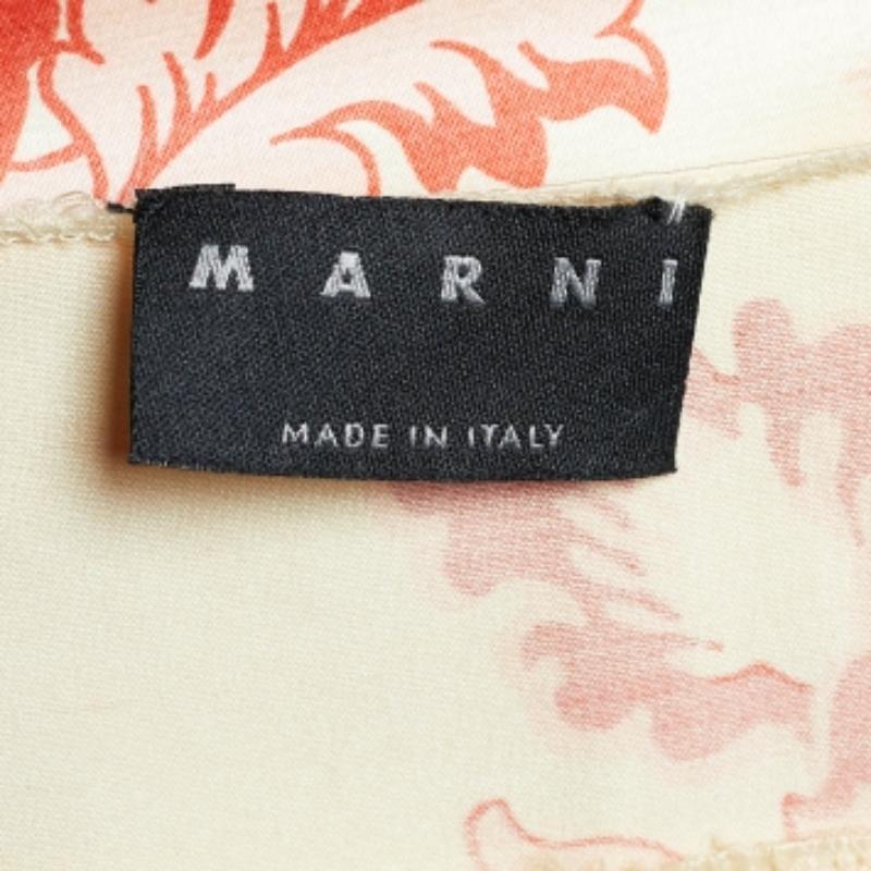 Beige Chemisier à manches longues Marni en soie à imprimé floral crème L en vente