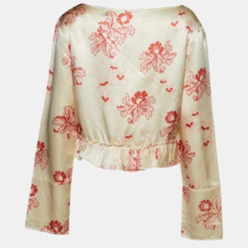 Chemisier à manches longues Marni en soie à imprimé floral crème L Bon état - En vente à Dubai, Al Qouz 2