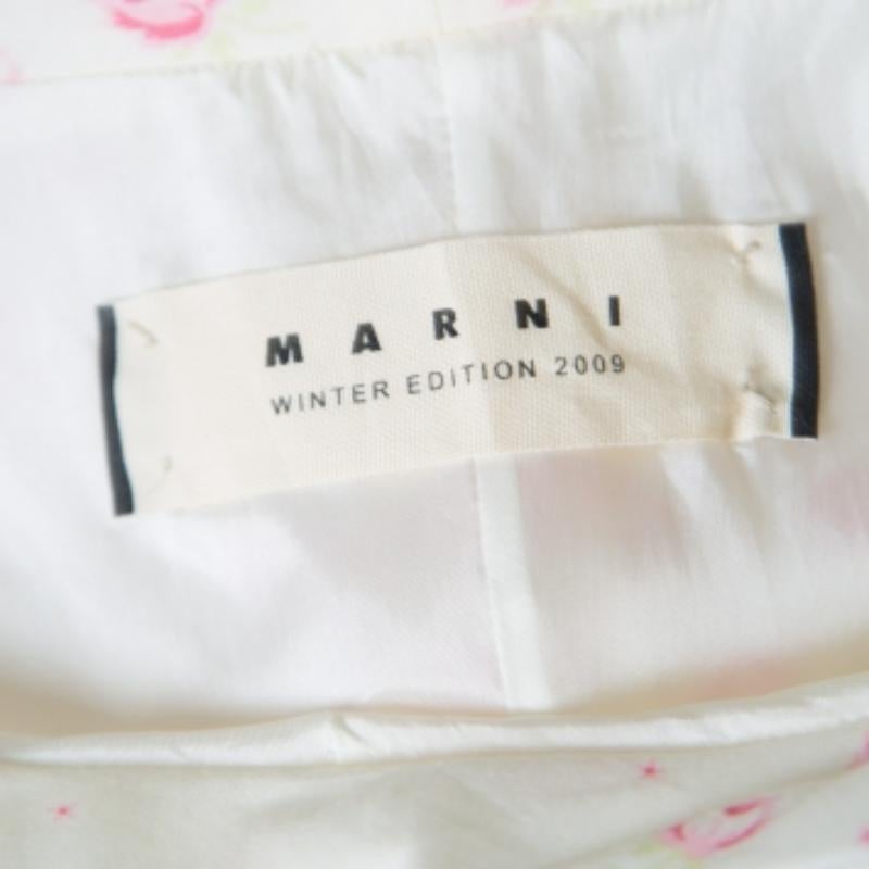 De las mujeres Marni Crema Estampado Floral Algodón Manga Dolman Top Acampanado M en venta