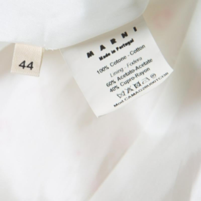 Marni Crema Estampado Floral Algodón Manga Dolman Top Acampanado M en venta 1