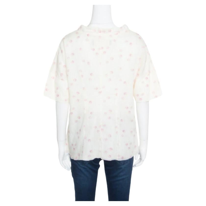 Marni Creme Floral bedrucktes Baumwoll-Dolman-Top mit ausgestellten Ärmeln M