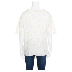 Marni Cream Floral Printed Cotton Dolman Sleeve Flared Top M