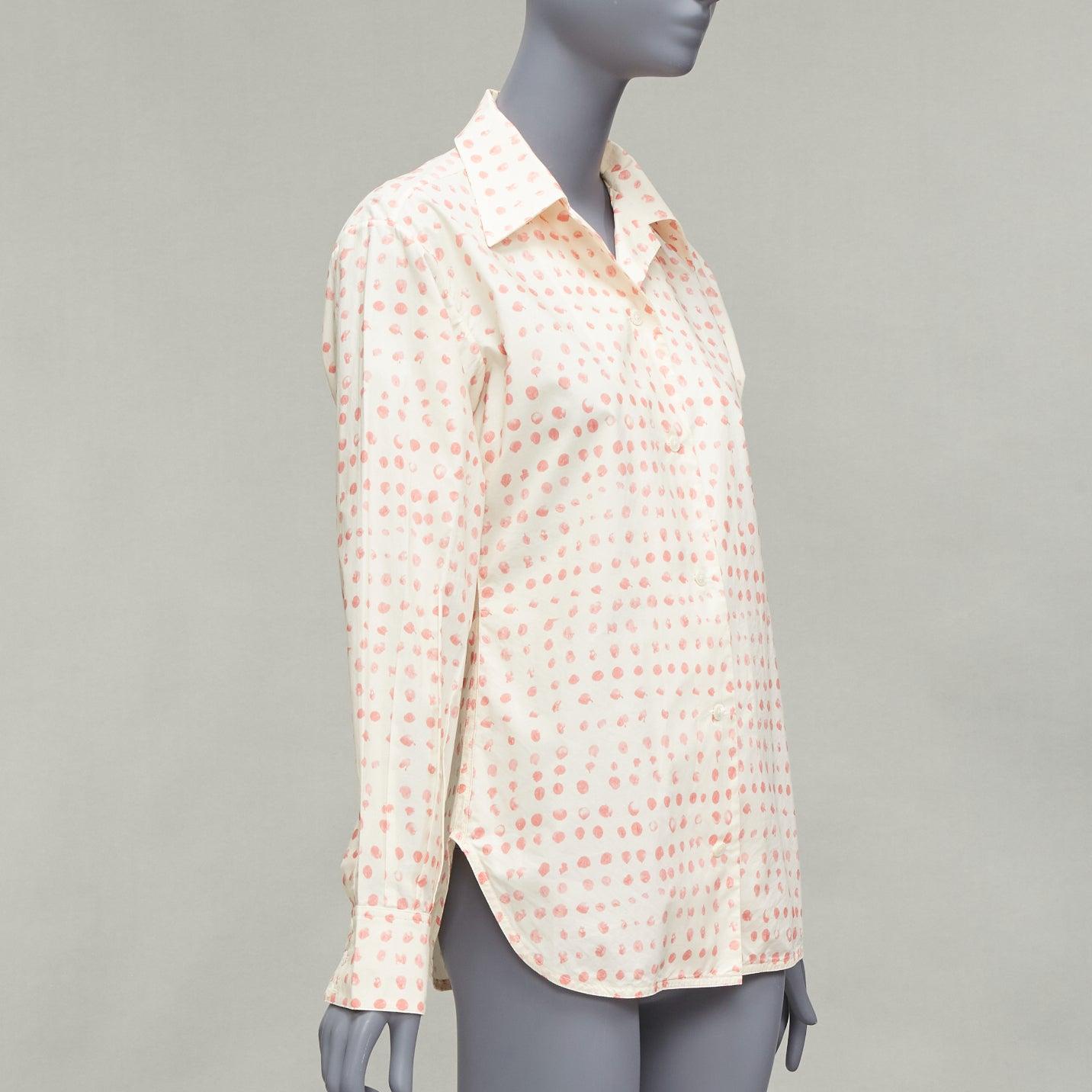 MARNI cream pink painted polka dots print long sleeve shirt IT38 XS In Excellent Condition For Sale In Hong Kong, NT