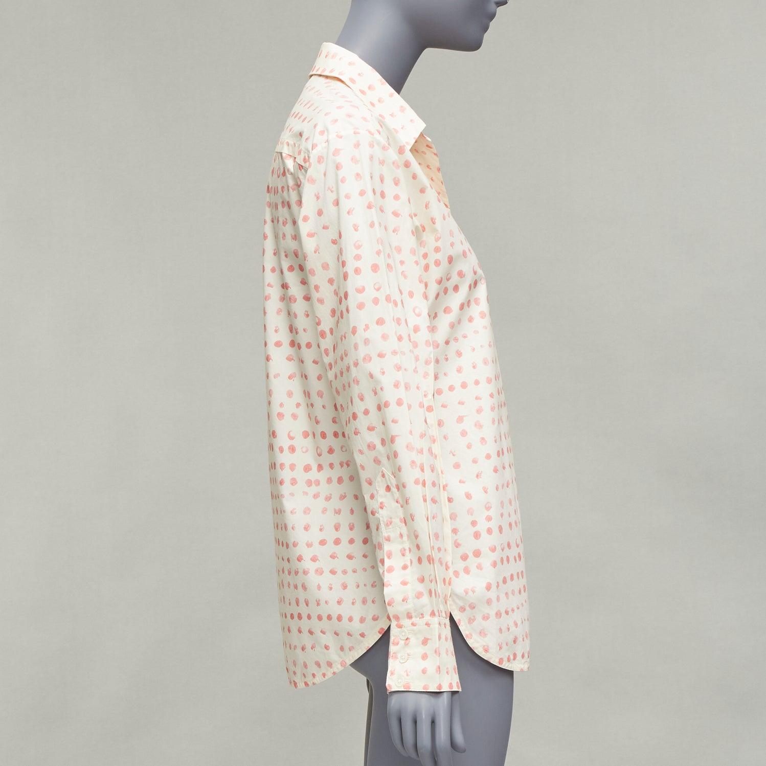 Women's MARNI cream pink painted polka dots print long sleeve shirt IT38 XS For Sale