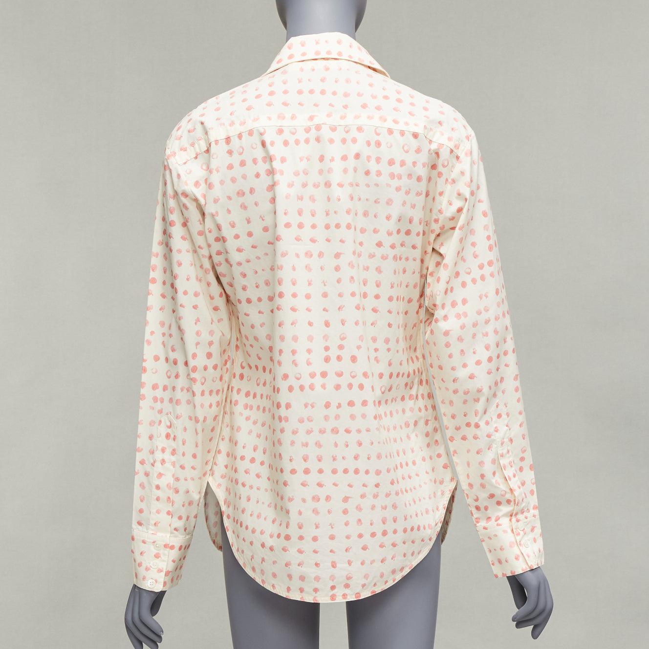 MARNI cream pink painted polka dots print long sleeve shirt IT38 XS For Sale 1