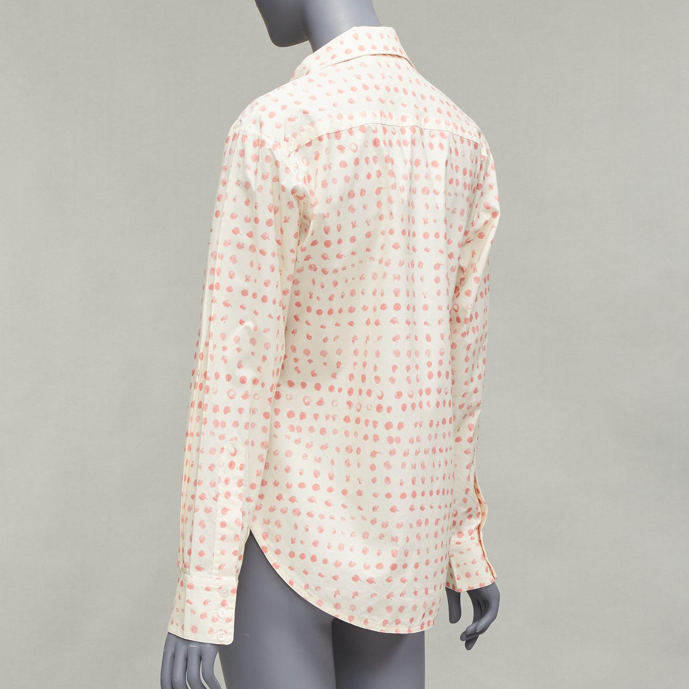 MARNI cream pink painted polka dots print long sleeve shirt IT38 XS For Sale 2