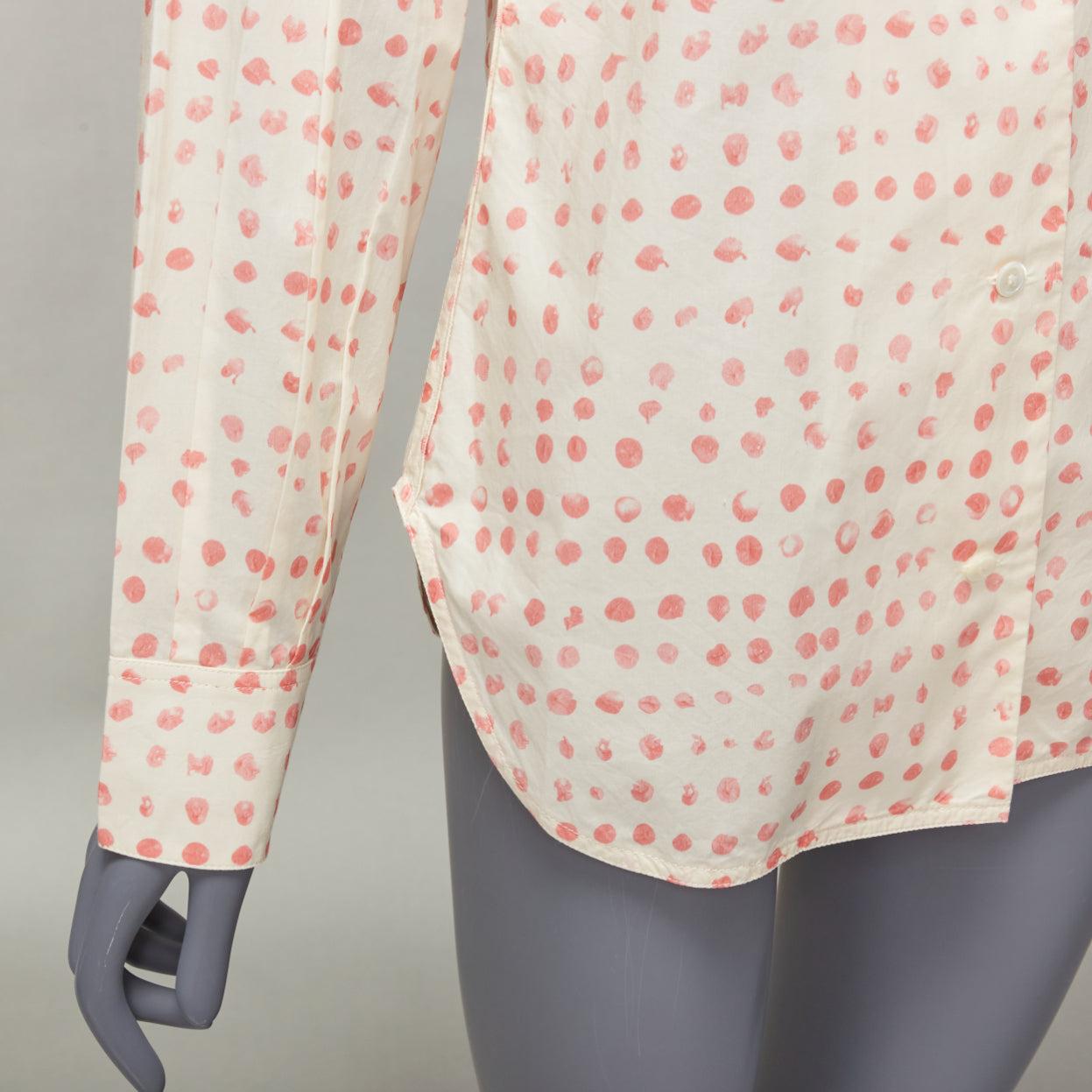 MARNI cream pink painted polka dots print long sleeve shirt IT38 XS For Sale 3