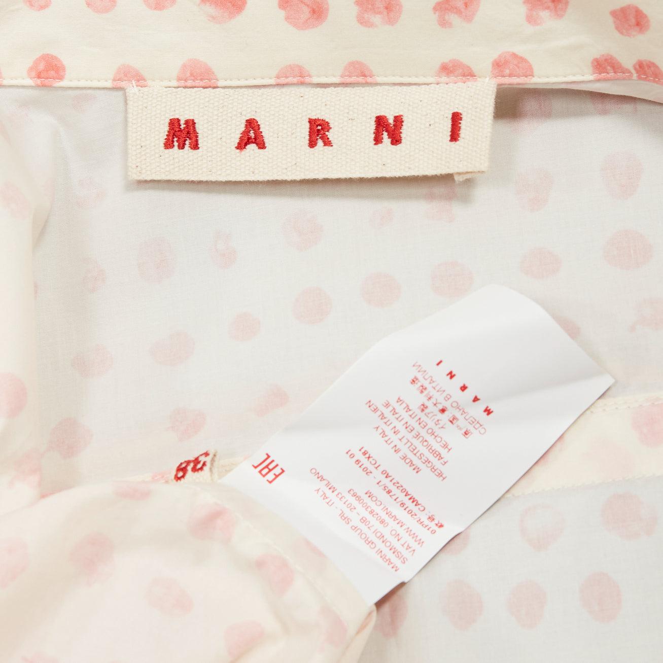 MARNI cream pink painted polka dots print long sleeve shirt IT38 XS For Sale 4