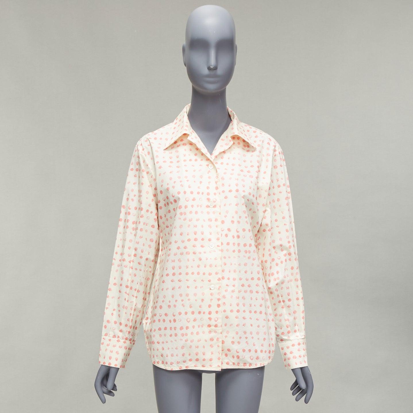 MARNI cream pink painted polka dots print long sleeve shirt IT38 XS For Sale 5