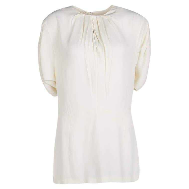 Marni Cream Pleat Detail Draped Cut Out Sleeve Tunic M For Sale