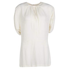 Marni Cream Pleat Detail Draped Cut Out Sleeve Tunic M