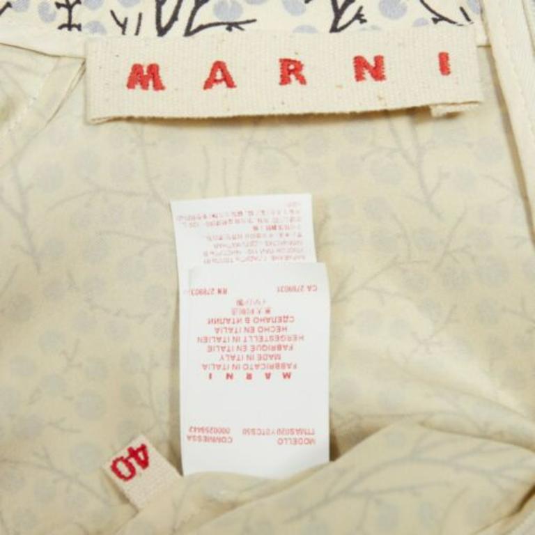 MARNI gilet à col montant angulaire avec doublure de soie de coton imprimé arbre crème IT40 S en vente 3