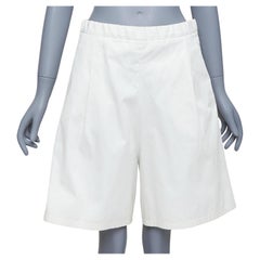 MARNI cream white front pleat wide leg bermuda shorts IT38 XS