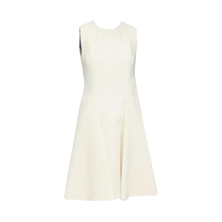 MARNI cream wool curved hip seam pleated crew knee shift dress IT38 XS For  Sale at 1stDibs