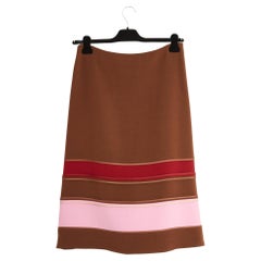 Marni Croisiere 2019 Jupe Tricolore FR38 Toffee Pink Wool Skirt UK10 US8