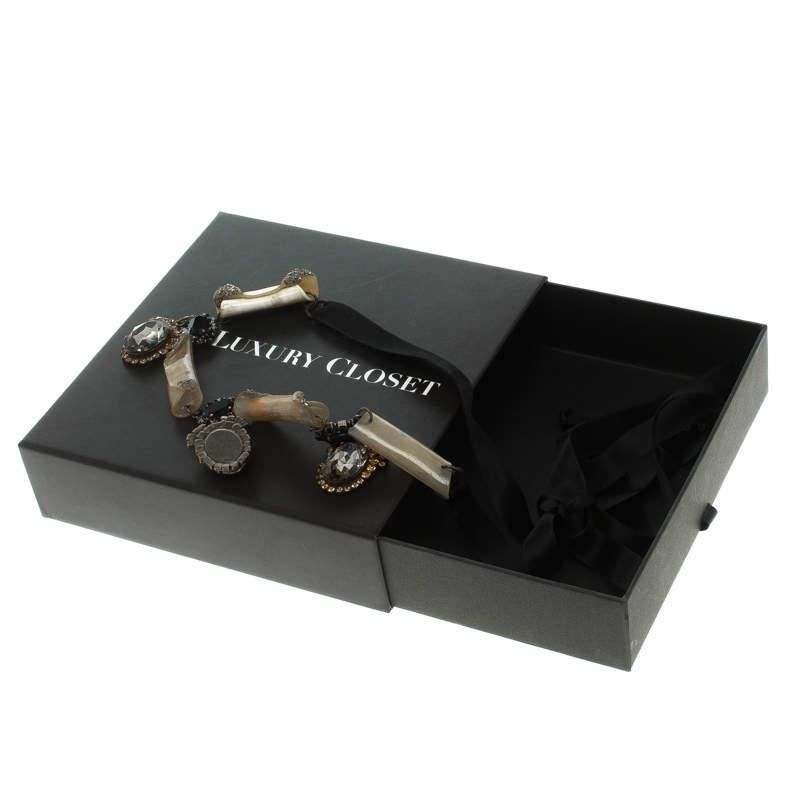 Women's Marni Crystal & Resin Black Ribbon Tie-up Necklace