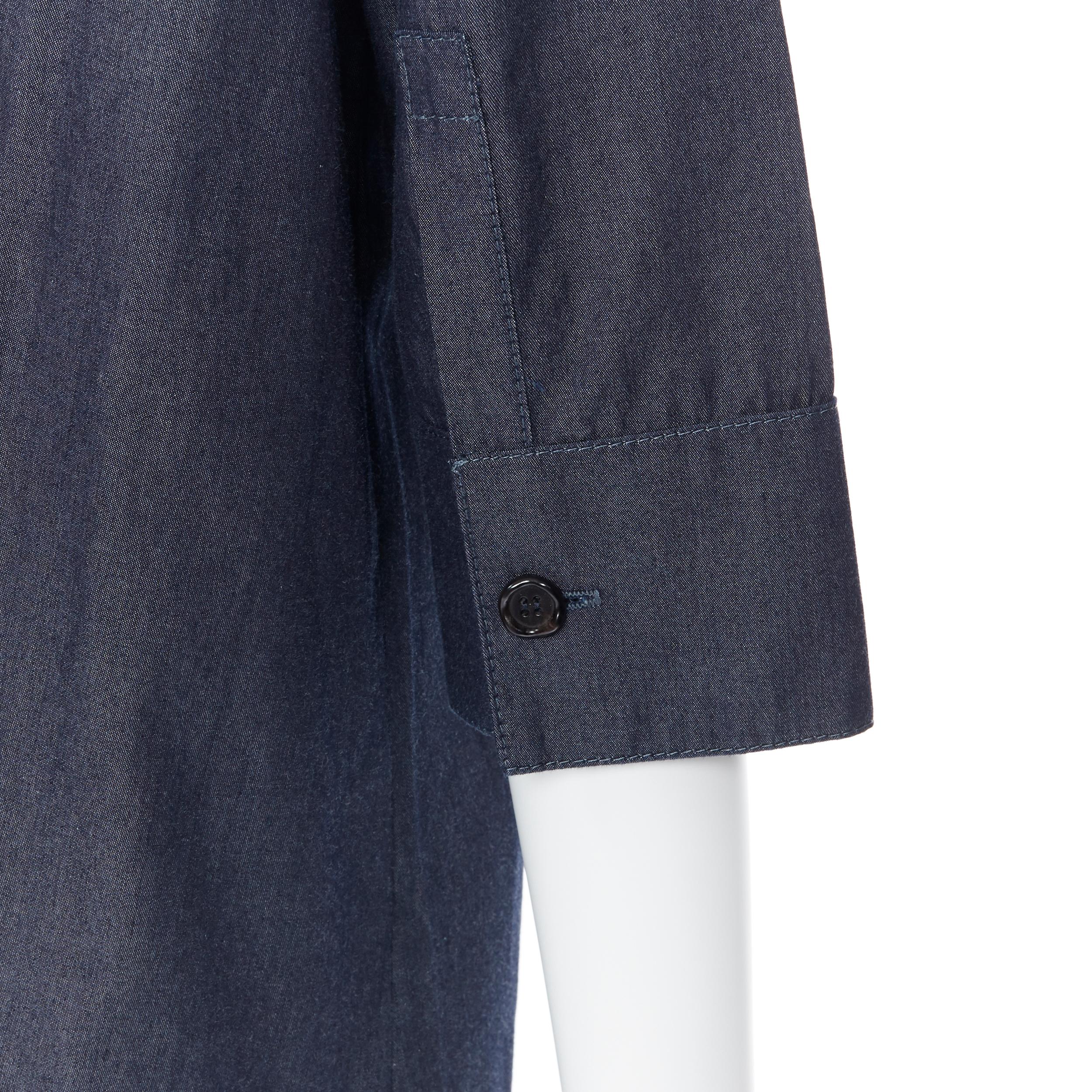 MARNI dark blue denim cotton deconstructed collar pleated casual dress IT42 5
