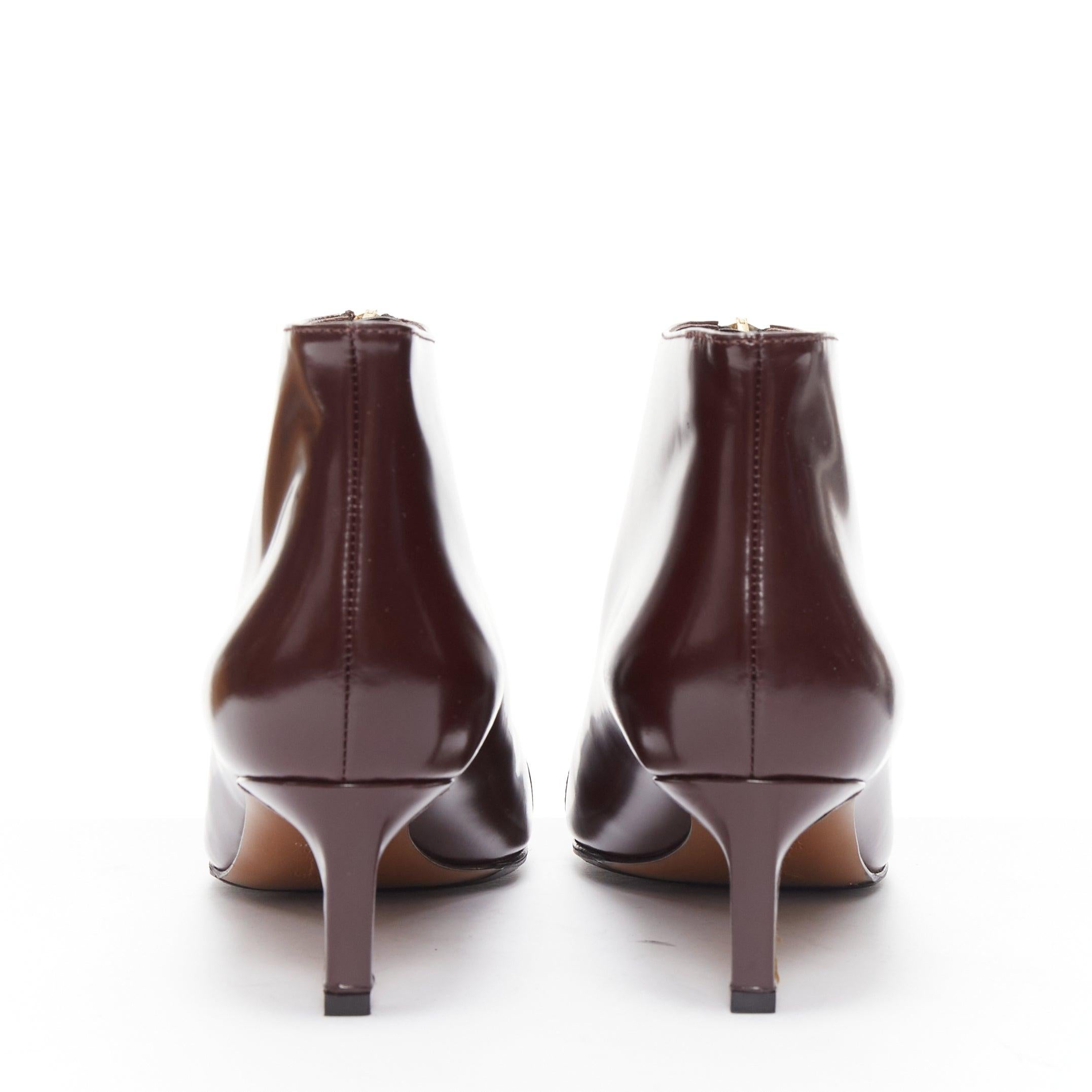 MARNI marron foncé noir bout de la chaussure à talon kitten heel zip front bootie EU37 Pour femmes en vente