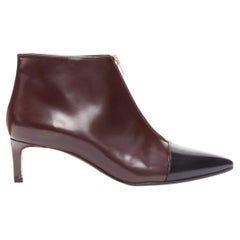 MARNI dark brown black toe cap kitten heel zip front bootie EU37