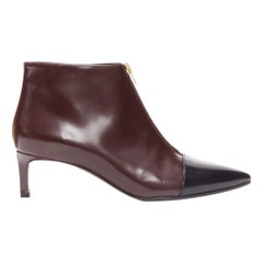 MARNI dark brown black toe cap kitten heel zip front bootie EU37