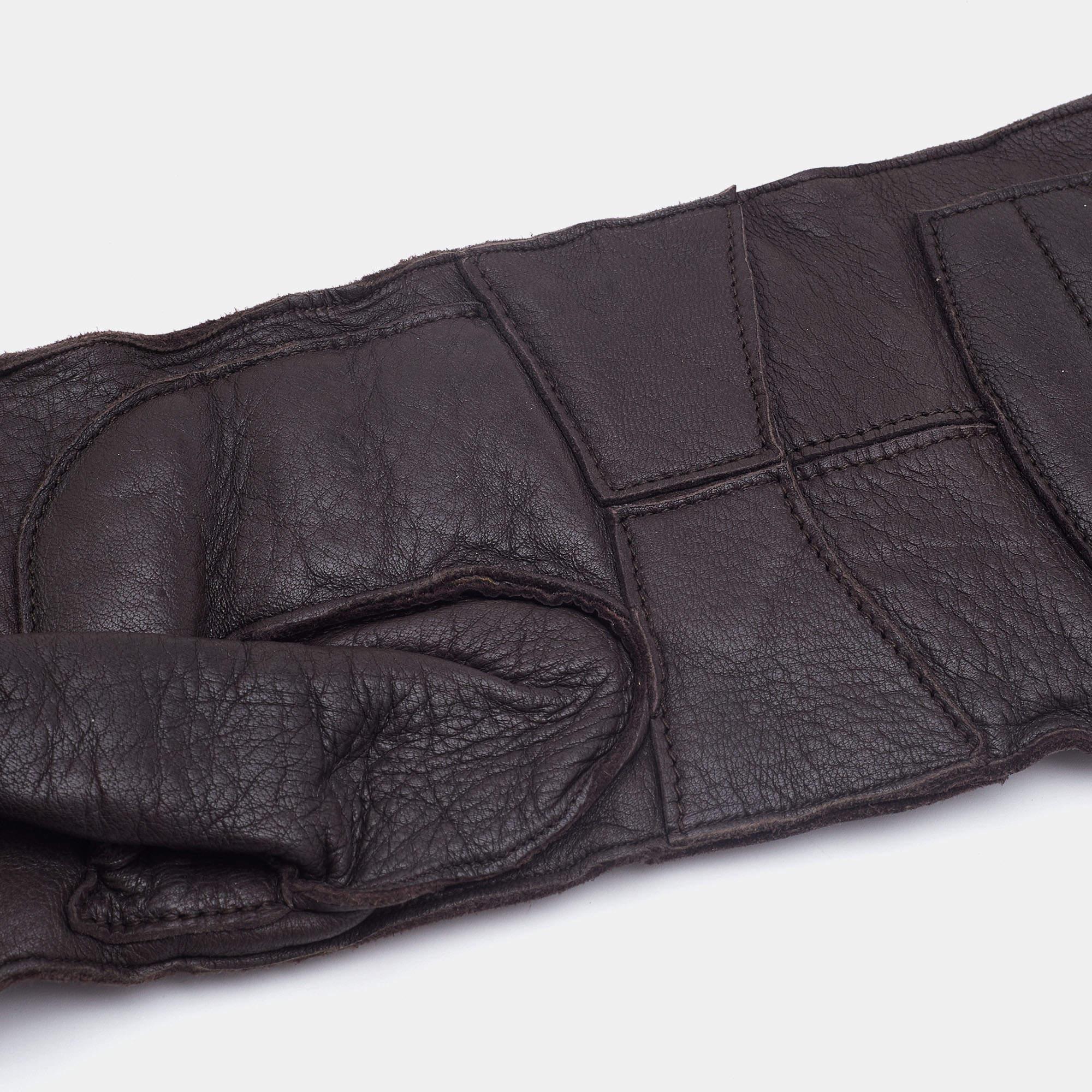 Black Marni Dark Brown Leather Long Gloves For Sale