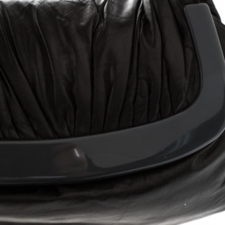 Marni Dark Grey Soft Leather Frame Flap Shoulder Bag en vente 3