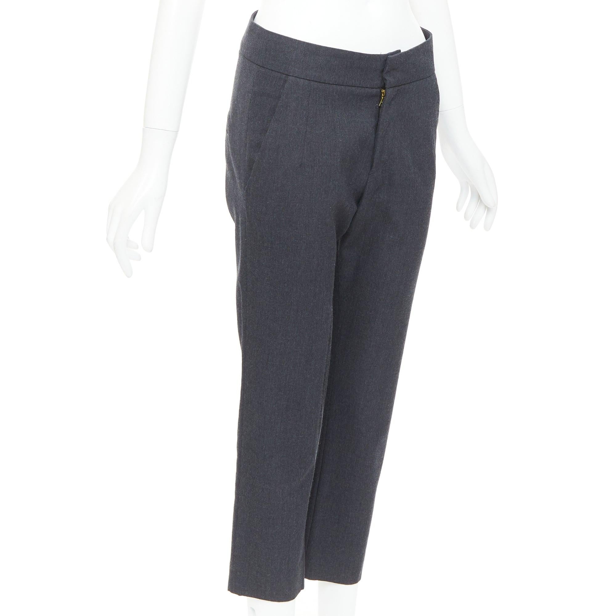 Nero Marni, pantaloni capri in twill grigio scuro con pinces a vita media IT38 XS in vendita