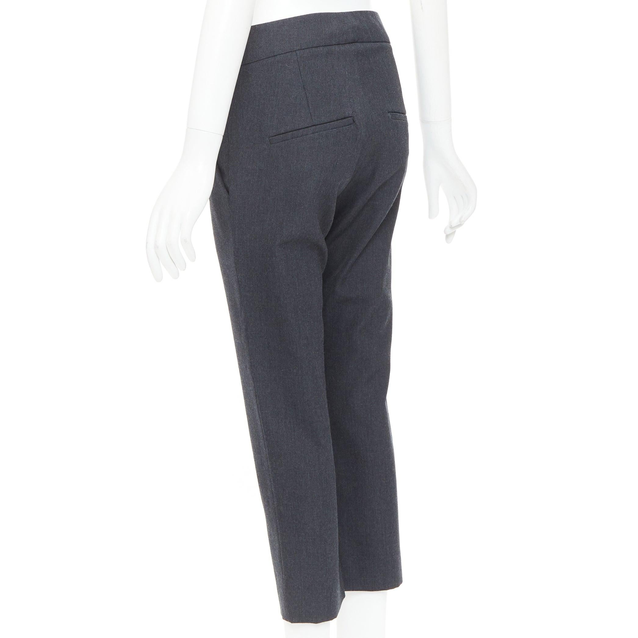 Marni, pantaloni capri in twill grigio scuro con pinces a vita media IT38 XS in vendita 1