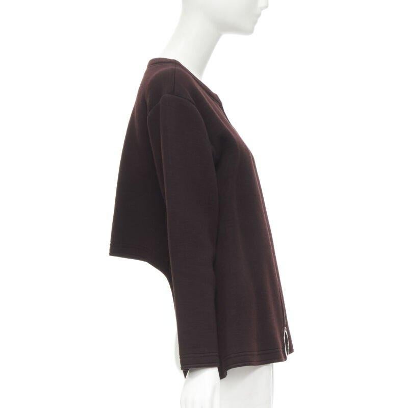 MARNI dark purple cotton wool silver ring cut out A-line cocoon jacket IT36 XS
Reference: CELG/A00168
Brand: Marni
Material: Cotton, Wool
Color: Purple
Pattern: Solid
Closure: Zip
Extra Details: Silver-tone ring zip pull. A-line flared hem. Cut out