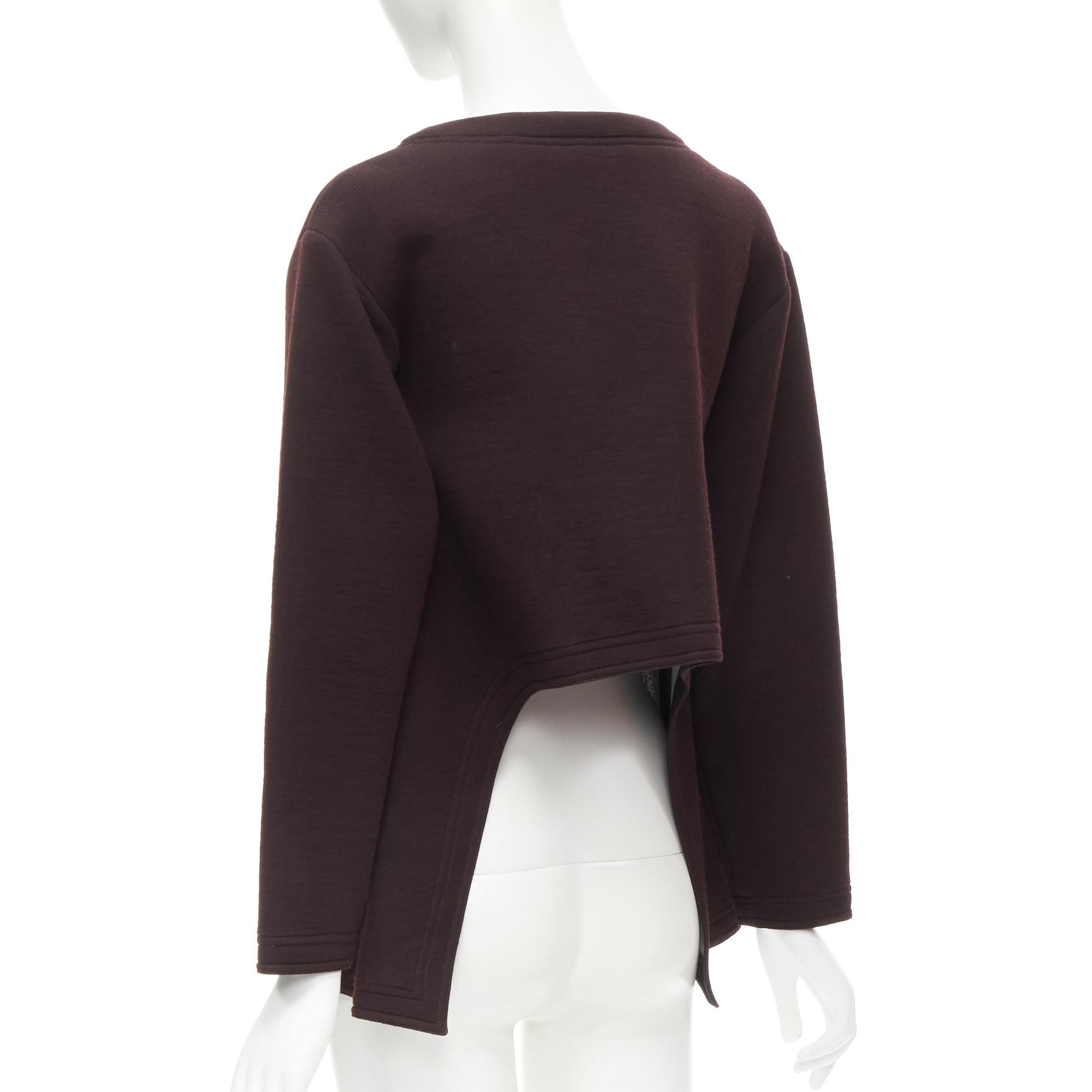 MARNI dark purple cotton wool silver ring cut out A-line cocoon jacket IT36 XS For Sale 2