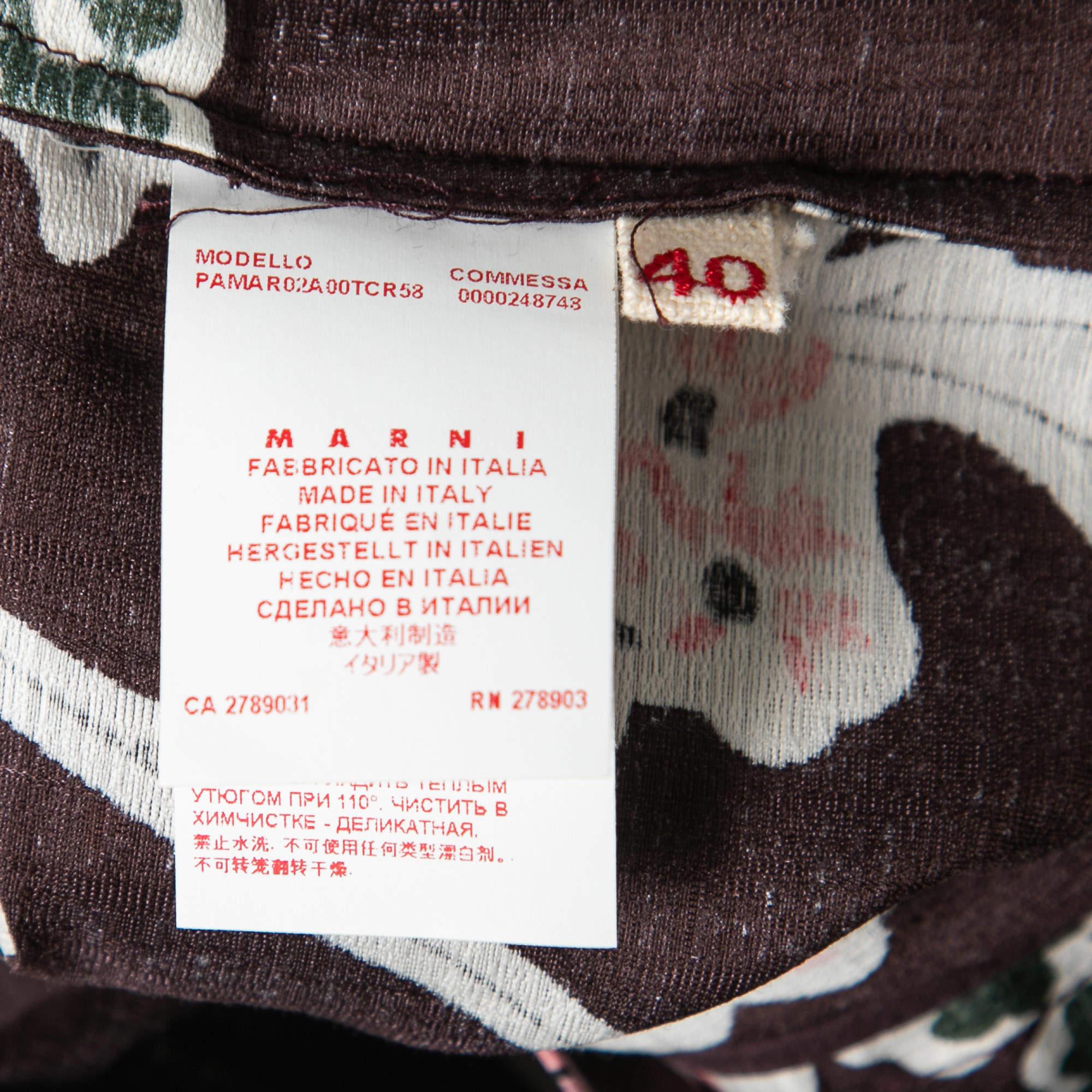 Marni Dark Raisin Honan Kew Print Cotton Silk Wide Leg Trousers S 2