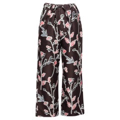 Marni Dark Raisin Honan Kew Print Cotton Silk Wide Leg Trousers S