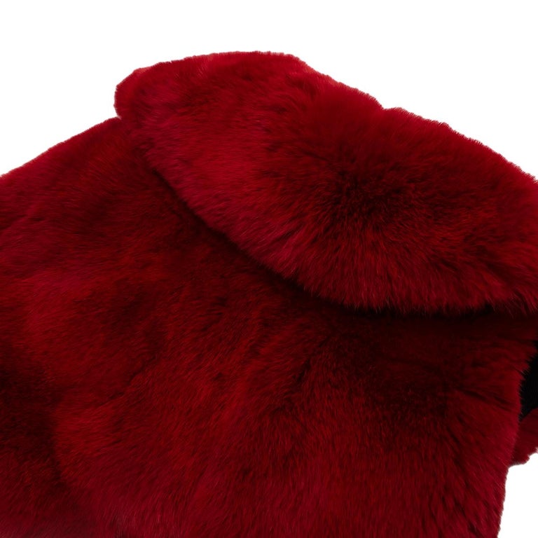 Marni Deep Red Rabbit Fur Puritan Collar Cape - ONE SIZE For Sale 1