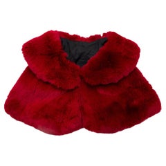 Marni Deep Red Rabbit Fur Puritan Collar Cape - ONE SIZE