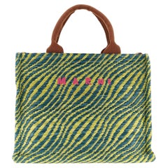 Marni Diagonal Striped Woven Polyamide Tote Bag — Multicolor