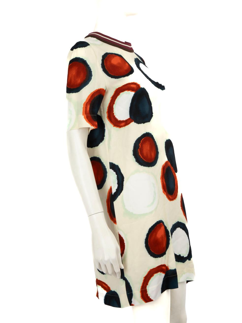 CONDITION is Very good. Hardly any visible wear to dress is evident on this used Marni designer resale item.
 
 
 
 Details
 
 
 Multicolour
 
 Viscose
 
 Dress
 
 Abstract dotted pattern
 
 Mini
 
 Short sleeves
 
 Knit round neckline
 
 Back zip