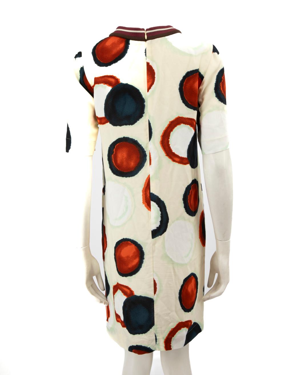 Beige Marni Dotted Short Sleeve Mini Dress Size S
