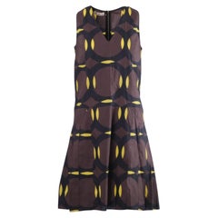 Marni-Kleid mit geometrischem Kreismuster in Braun und Gelb – 2010er Jahre