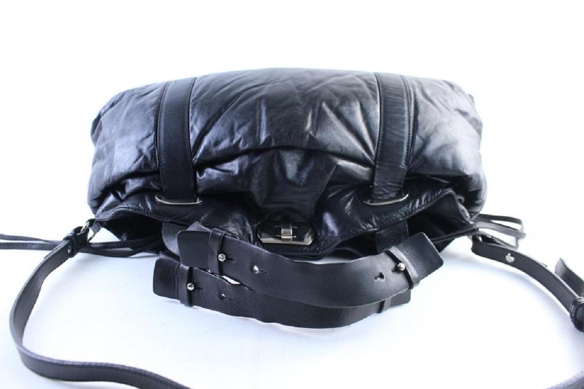 Marni Duffle Boston 2way with Strap 30mr0703 Black Leather Weekend/Travel Bag For Sale 5