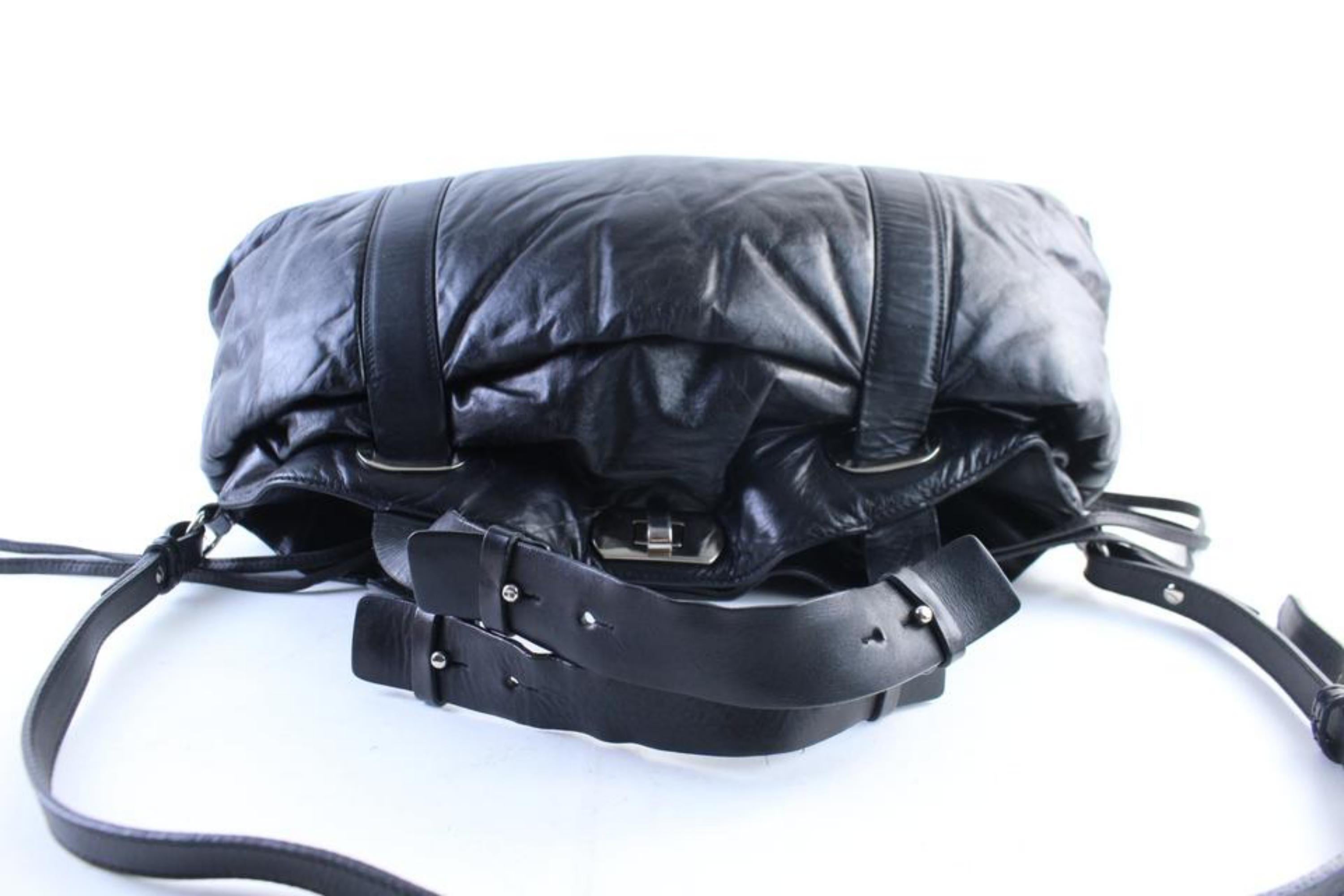 Marni Duffle Boston 2way with Strap 30mr0703 Black Leather Weekend/Travel Bag For Sale 7