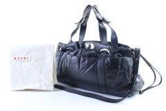 Marni Duffle Boston 2way with Strap 30mr0703 Black Leather Weekend/Travel Bag