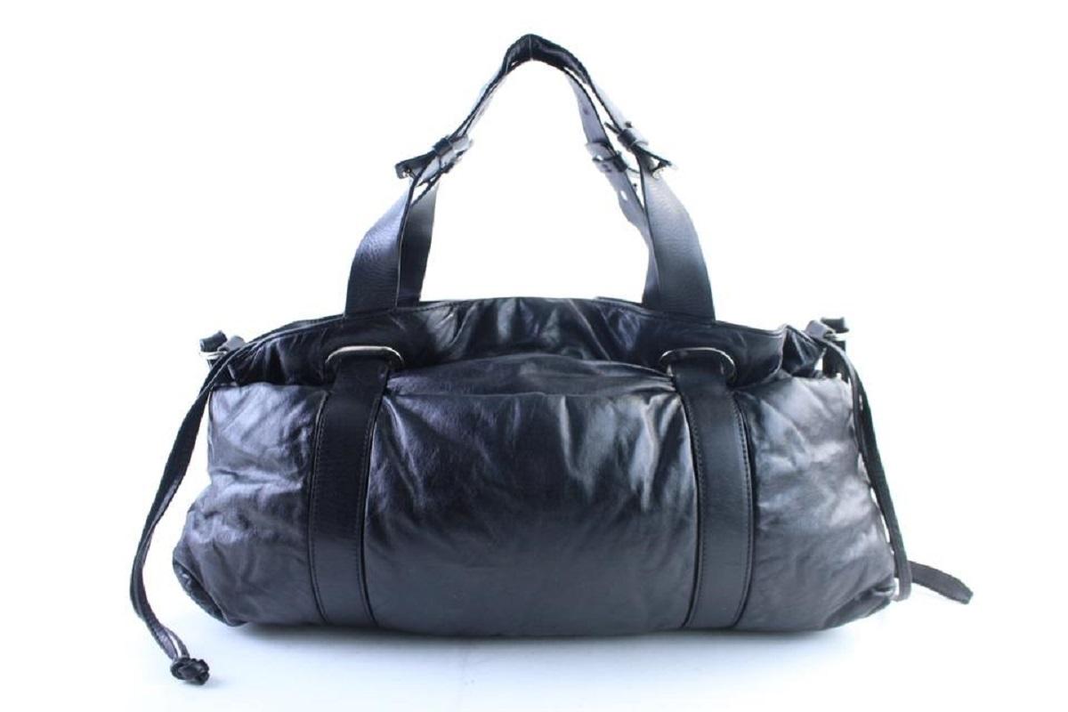 Marni Duffle Boston 2way with Strap 30mr0703 Black Leather Weekend/Travel Bag For Sale 1