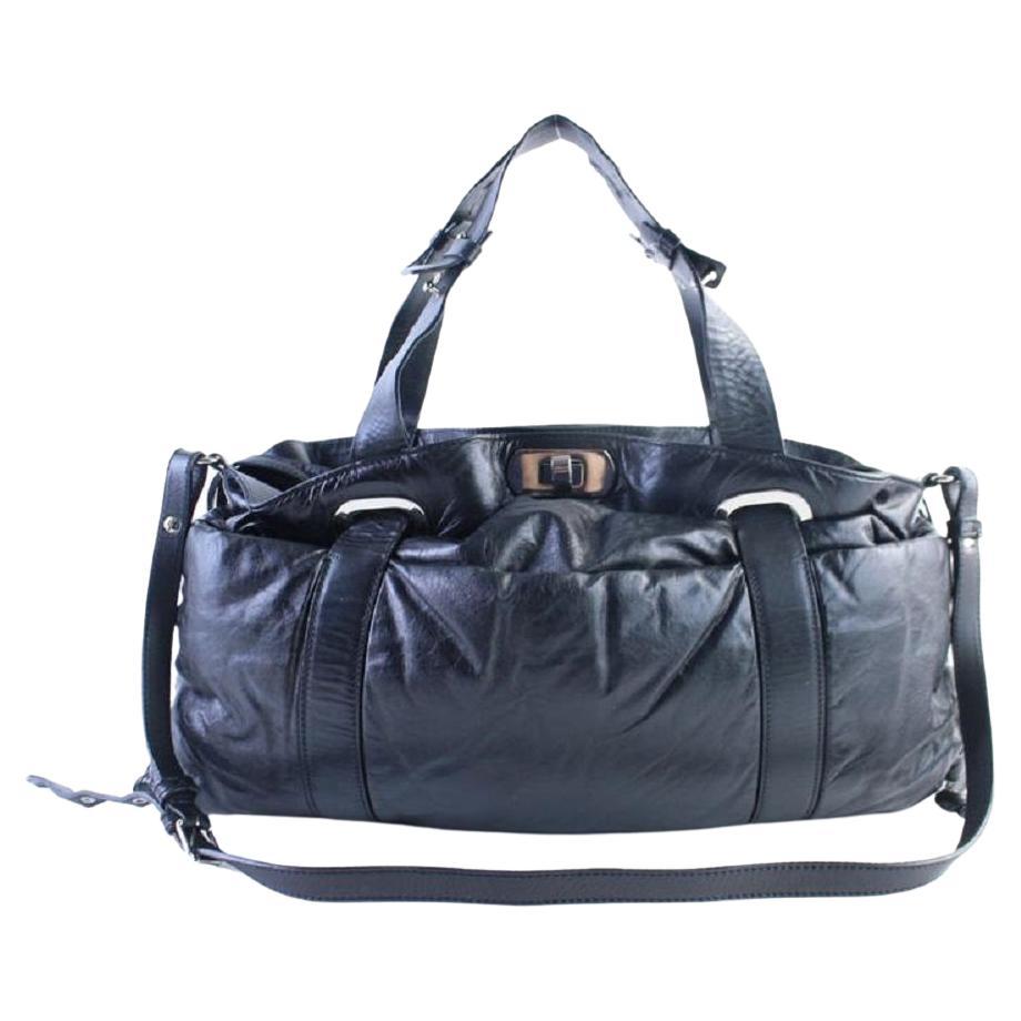 Marni Duffle Boston 2way with Strap 30mr0703 Black Leather Weekend/Travel Bag For Sale