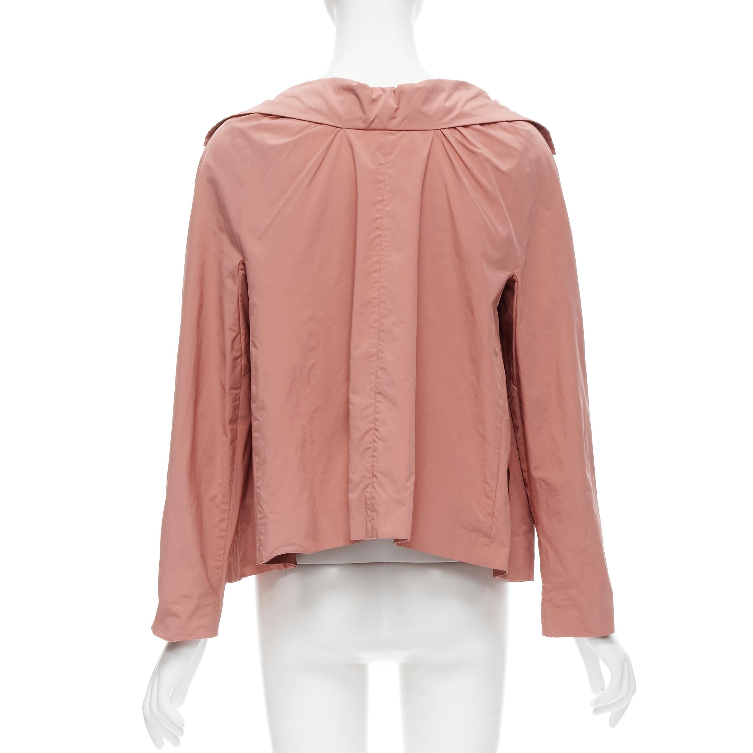 Brown MARNI dusty blush pink polyamide nylon spread collar blazer jacket IT40 XS For Sale