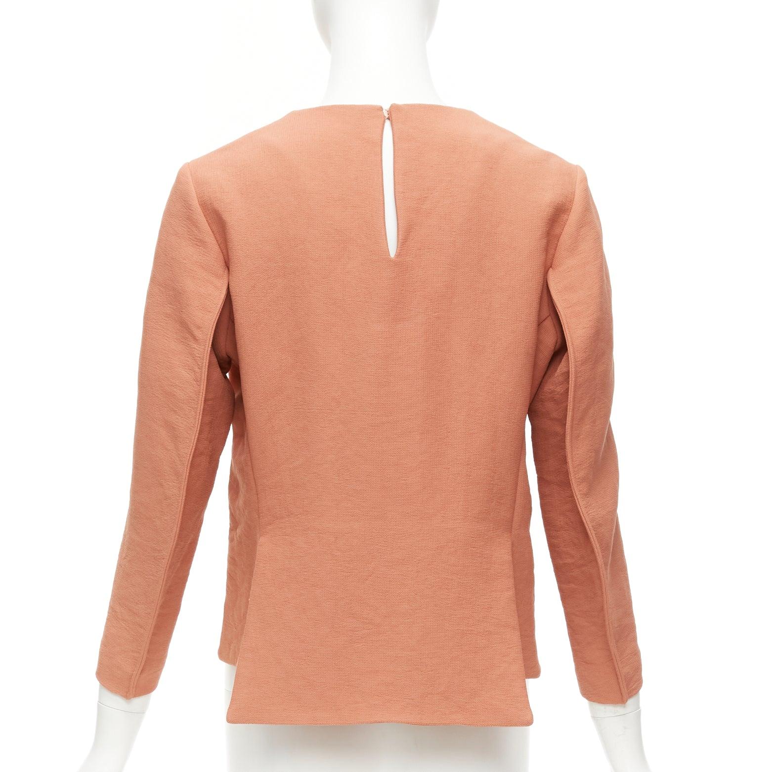 MARNI dusty pink reverse piped 3/4 sleeves crew neck top IT42 M For Sale 1