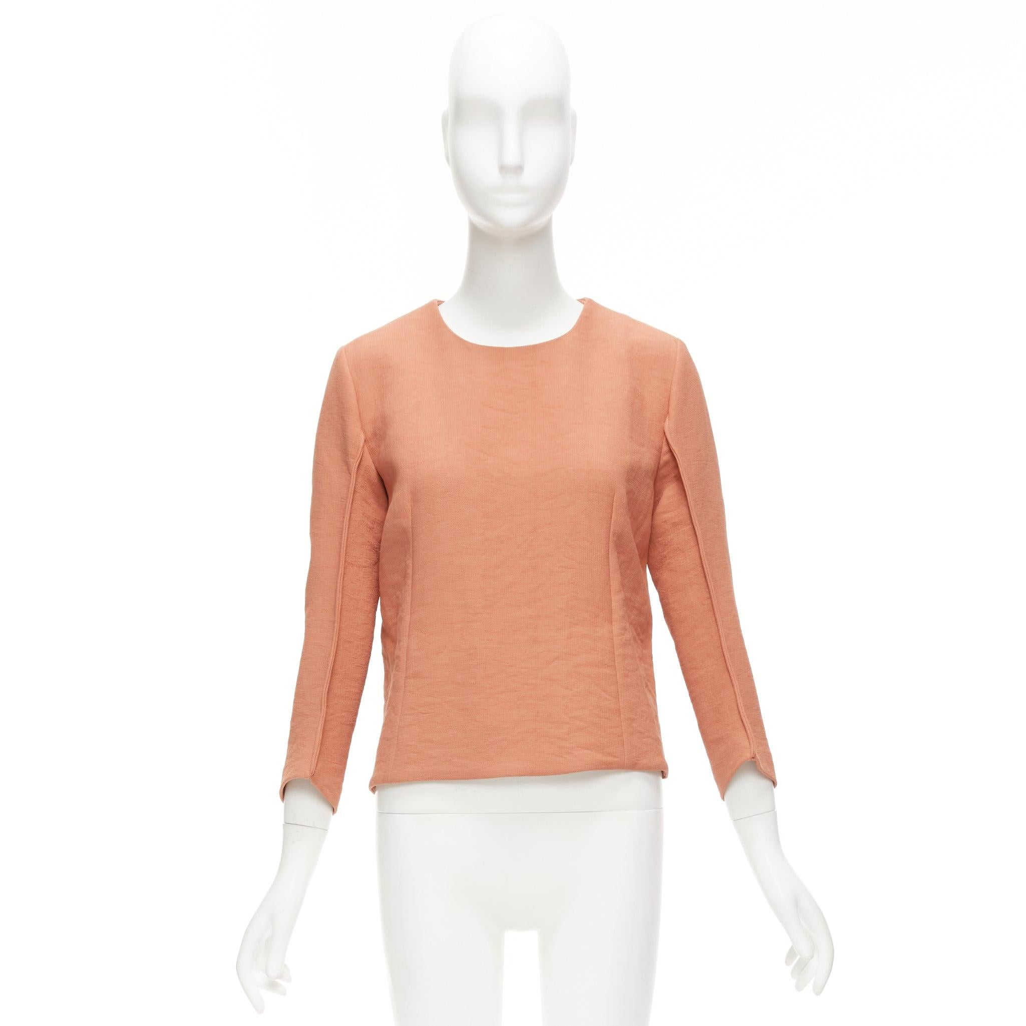 MARNI dusty pink reverse piped 3/4 sleeves crew neck top IT42 M For Sale 5