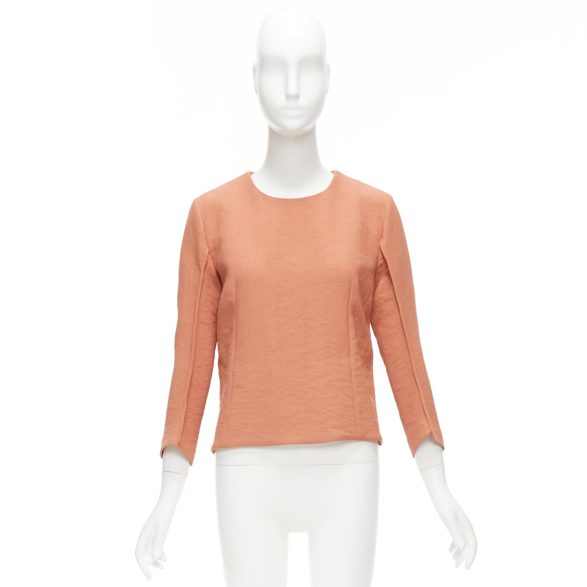MARNI dusty pink reverse piped 3/4 sleeves crew neck top IT42 M For Sale 4